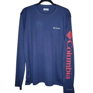 Columbia Omni-Shade Terminal Tackle Blue Long Sleeve Pullover Active Men's M